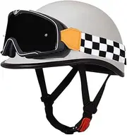 Japanese Motorcycle Half Helmet Retro Moped Half Helmet with Big Frame Goggles Half Shell Helmet Suitable for Adult Men Ladies Cruiser Chopper Scooter DOT/ECE Approved