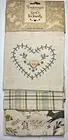 COOKSMART ENGLAND 3 KITCHEN TEA TOWELS WOODLAND HEART ANIMALS 100% COTTON NIP