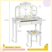 Children's Vanity Table & Chair Set with Removable Mirror and Storage Drawer