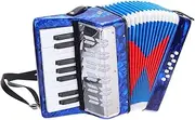 uxcell Accordion, 17 Keys 8 Bass Button Accordion Mini Musical Instrument Lightweight for Adults Beginners Educational, Navy Blue