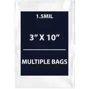 1.5Mil 3" X 10" | LDPE Clear Flat Poly Bags, Flexible & Durable | Multiple Bags