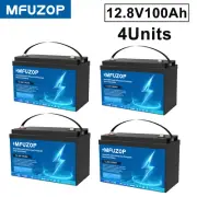 4x 12V 100Ah Lithium Iron Battery 48 LiFePO4 Recharge Deep Cycle Marine RV BMS
