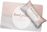 Oshhni PU Leather Nail Art Pillow and Mat Nail Art Tools Soft Easy to Clean Washable Nail Desk Mat for Wrist Support Nail Technician, Brown
