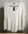 NWT Premise Women XL Beaded Off white Blouse top overlay ¾ sleeve Dressy Classy