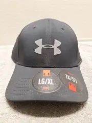 Mens Under Armour Heat Gear Stretch Classic Fit Baseball Cap Blk,GryLogo, LG/XL