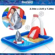 ​Bestway Inflatable shark Lifeguard Tower Play Center Pool With Slide Set AU