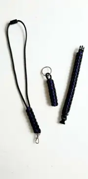Paracord Thin Blue Line Bracelet / Keychain / Lanyard Gift Set - Made in The USA