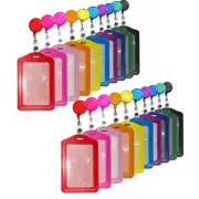 20 Pack Colorful Leather ID Badge Card Holders with Retractable Badge Reel