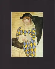 8X10" Matted Print Art Picture Painting Pablo Picasso: Paul as Harleqin, 1924