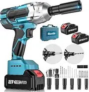 [Seesii] Cordless Impact Wrench 1/2 inch, Brushless Impact Gun Max Torque 479 Ft-lbs(650Nm), 3300RPM w/ 2X 4.0 Battery, 6 Sockets,9 Drill,6 Screws, High Torque Power Impact Driver for Car Home