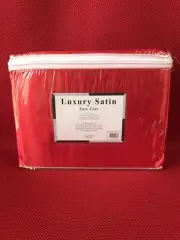 Luxury Satin 100 Poly Solid Satin Sheet Set - QUEEN - RED