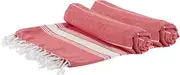 Nicola Spring Turkish Cotton Bath Towels - 170 x 90cm - Red - Pack of 2 - Lightweight & Absorbent Large Adults Drying Beach Towel Bathroom Gym Cloth Sauna Hammam Shower Sheet