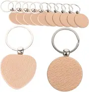 Veemoon 12pcs Wooden Keychain Blanks for DIY Crafting Unfinished Engraving Blanks Lightweight Key Tags for and Creative Projects