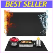 Black Heat Resistant BBQ Mat 24x48in - Safeguard Your Outdoor Grill Table
