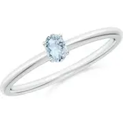 Classic Solitaire Oval Aquamarine Promise Ring