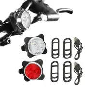USB Rechargeable Bike Lights Set LED Bicycle Lights Front and Rear 4 Light Mode Options