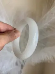 Gorgeous Natural Authentic White Jade Bangle Jade Bracelet Nephrite Grade A 62mm