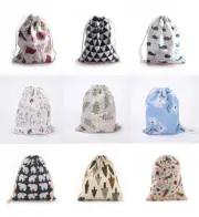 6 Cotton Linen Drawstring Pouches Storage Bag Gift Bag Random Selection 20x24cm