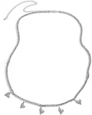 [Niaspi] Rhinestone Heart Waist Chain for Women Sparkly Silver Body Chain Jewelry Waist Chain Belt Navel Belly Chain Sexy Crystal Body Chains Jewelry for Summer Beach Bikini, Large, Rhinestone, No