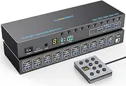 10 Port 8 Port HDMI KVM Switch 4K@60Hz EDID Simulation, USB3.0 KVM Switch HDMI for 10 Computers Share 1 Monitor and 4 USB Devices, KVM Switches with Audio RS232 Wied Remote 12V Power and USB Cable