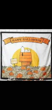 Pottery Barn Kids Peanuts Snoopy BOO Pumpkin Halloween Tapestry Banner RARE NEW