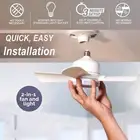 15.7inch Ceiling Fan with Light and Remote Bulb Screw in for Farmhouse White