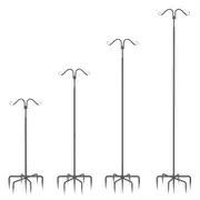 2Pcs Height Adjustable Outdoor Lights Pole Stand Garden Bird Feeder Hooks Metal