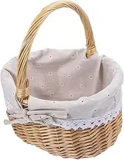 Abaodam 1Pc Rattan Woven Storage Basket with Linen Cloth for Desserts Picnics Weddings and Parties Durable Wicker Design Capacity for Food Storage and Organizing