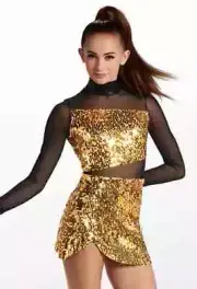 Dance Costume - Ultra Sparkle - Gold - Weissman - XLA - Jazz - NEW