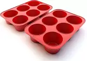 Silicone Texas Muffin Pans 6-Cups, Jumbo Muffin Pan Set of 2, Bpa-Free Silicone