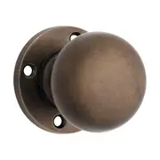0695 Door Knob Retro Fit Round Rose Pair Antique Brass D54xP59mm BP60m