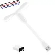 Flexible Mini USB Fan + Type C USB 3.0 Adaptor for Laptop Plug In Power P6Z3 USA