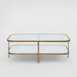 [OneWorld Collection] Lewis Brass Iron Glass & Mirror Coffee Table