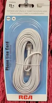 New RCA 25 Ft. Foot White Phone Cord RCA 3306LT wt wht telephone