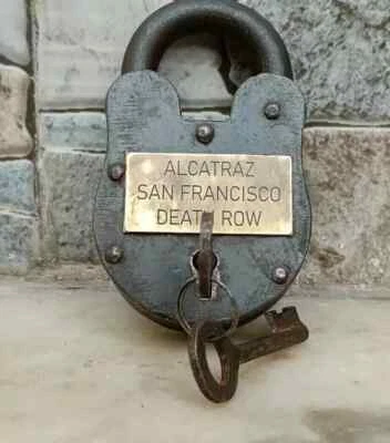 Francisco Padlock Alcatraz San Death Row 5" Cast Iron Old Lock & Keys, Antique