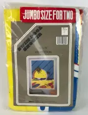 Vintage Kmart Palm Tree Ocean Jumbo Size Beach Pool Swim Towel - New Old Stock