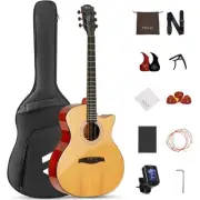 NEW 41" Acoustic Guitar Kit for Beginner: Gig Bag Tuner Strap Strings Picks Capo