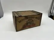 Vintage MOOSEHEAD BEER Canadian Lager Wooden Beer Crate Box Sliding Lid & LINER
