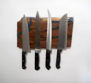 14" Resin Infused Wood Knife Holder Big Sur Walnut Strong Magnetic Rustic L@@k