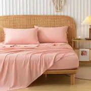 COTTEBED Twin Bed Sheet Set Lightweight Super Soft Washed PolyCotton Blush Pink