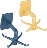 SHOWERORO 2pcs Rotatable Hooks for Wall Mounted Tableware Organizer Multifunctional Rotation Storage Hanger Easy to Install Smooth Surfaces Like and Walls for Kitchen and Bathroom Use