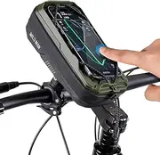 WILD MAN Bike Handlebar Bag Bicycle Bags for Cycling Bike Front Pouch Bag Phone Holder Mount Compatible with Phones Under 6.8”(GX330,Gray)