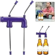Beer Double Bottle Snorkel Double Beer Bong，Beer Dispenser Blue for Parties Drinking Straw Games Hens Bucks Party