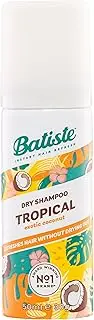 Batiste Tropical Dry Shampoo Travel Size 50mL - Fruity & Earthy Scent, Revitalise & Refresh Oily Hair with Non-Drying Formula, Adds Volume & Style, Ideal for All Hair Types & Quick Fixes
