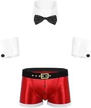 [TiaoBug] Men's Waiter Santa Cosplay Costume Tuxedo Collar Bow Tie Outfits Christmas Lingerie Set