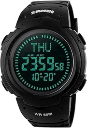 [SKMEI] Digital Watch for Men, Waterproof Military Watch with LED Backlight Chronograph Alarm, Black Big Face Sports Wrist Watch for Men Boys