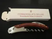 Waiters Corkscrew Wood Handle Opener Cutter 3 IN 1 CONNOISSEURS DELUXE - NIB