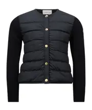 Moncler Enfant Padded Logo Patch Jacket 8Y,6Y navy blue