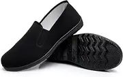 [Yatong Sports] Chinese Kung Fu Slippers Canvas Martial Arts Tai Chi Shoes Rubber Sole Unisex All Black
