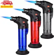 3 Pack of Torch Lighter, Jet Flame Lighter Refillable Butane Gas with with Base,